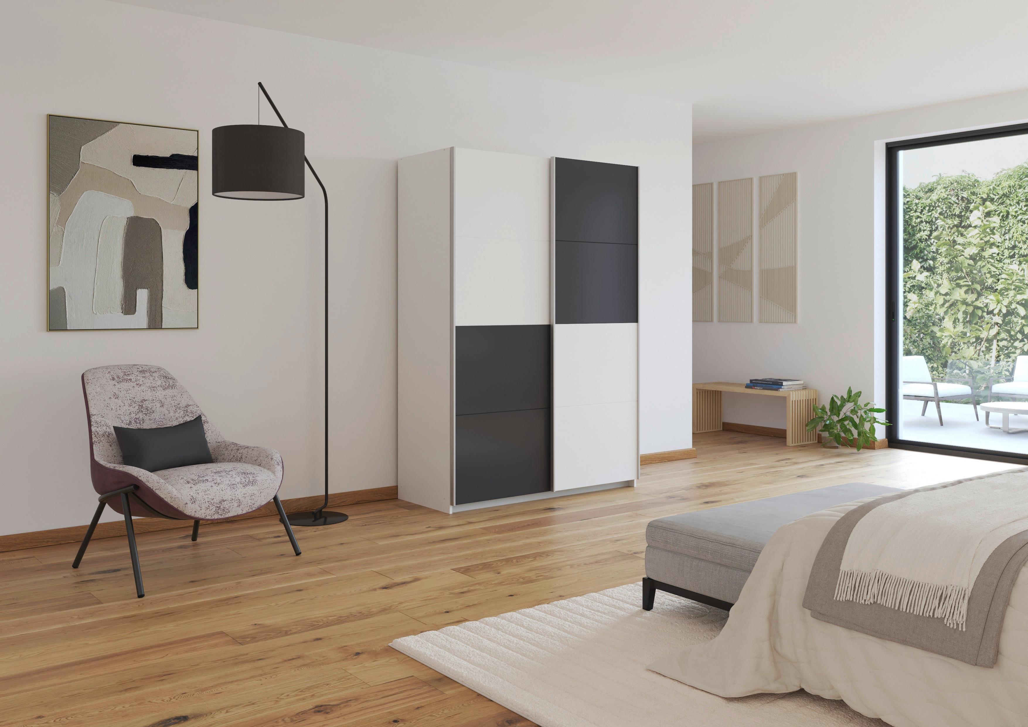 Schwebetürenschrank Subito - Graphitfarben/Weiß, MODERN, Holzwerkstoff (136/197/61cm) - Rauch Möbel