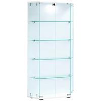 Vitrine Cenila Weiß B: 83 cm - Transparent/Schwarz, Design, Glas/Holzwerkstoff (83/114/17cm) - MID.YOU