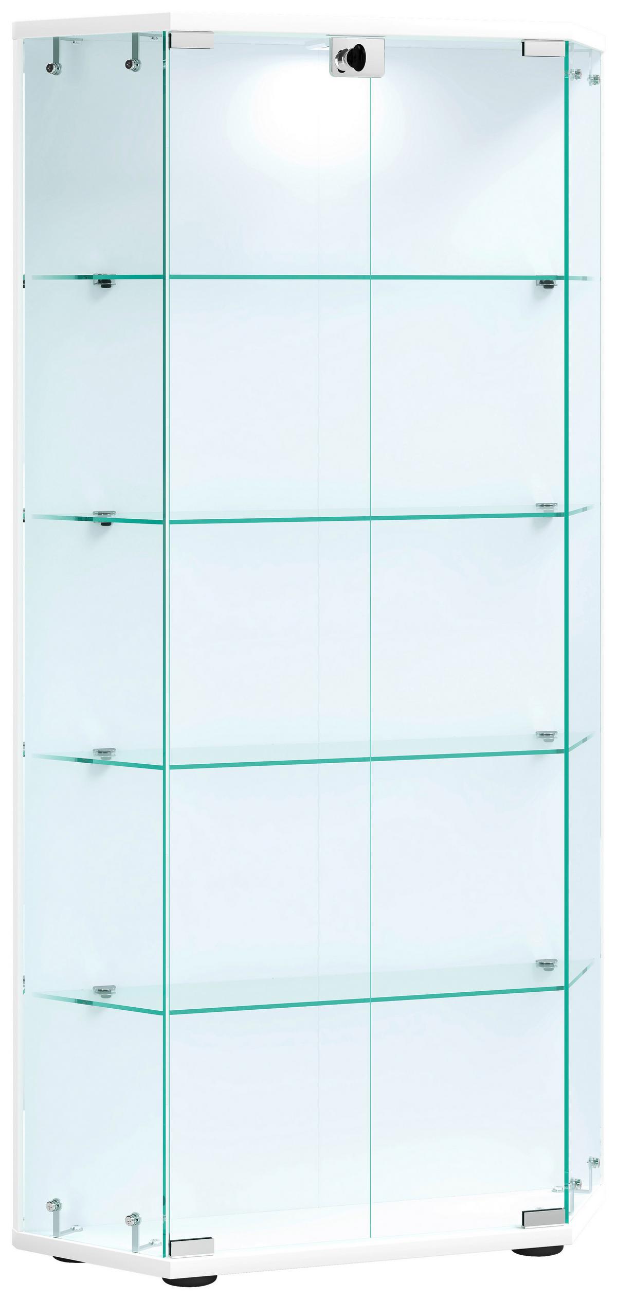 Vitrine Cenila Weiß B: 83 cm - Transparent/Schwarz, Design, Glas/Holzwerkstoff (83/114/17cm) - MID.YOU