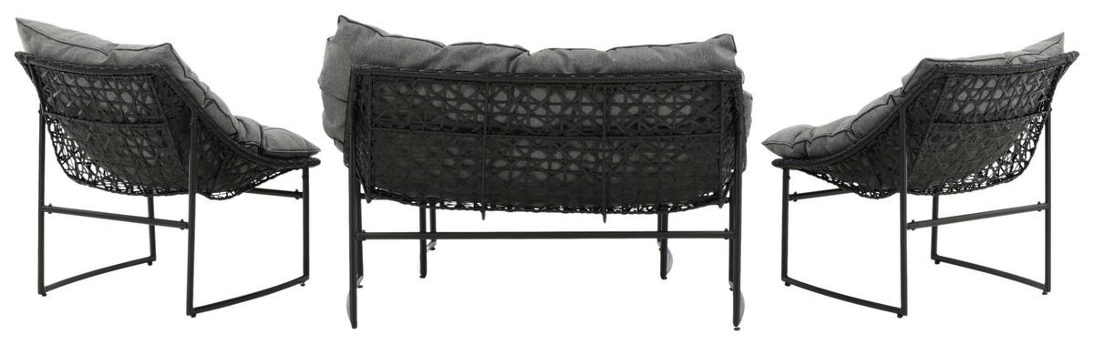 LOUNGEGARNITUR TINA - Schwarz/Grau, KONVENTIONELL, Kunststoff/Textil - Gardenson