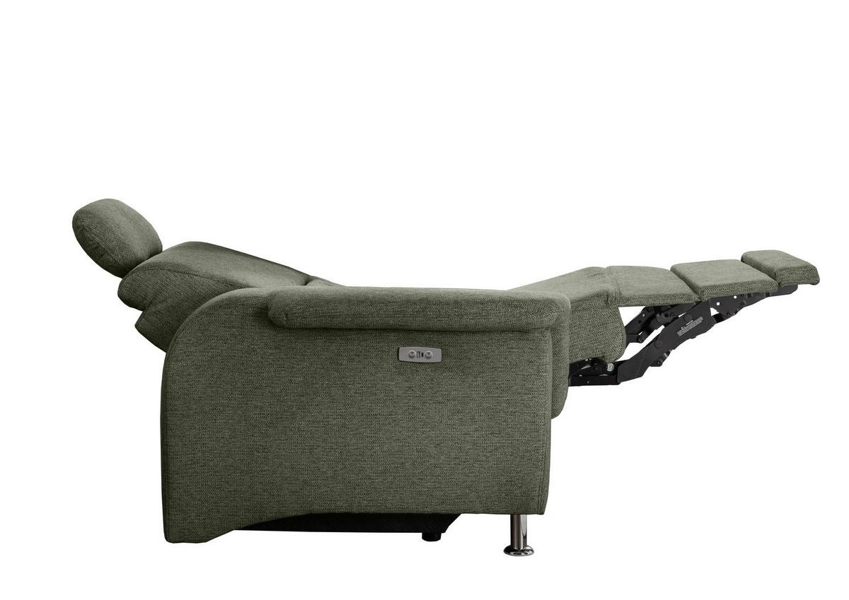 Ecksofa mit Relaxfunktion Parole Grün Chenille - Chromfarben/Grün, KONVENTIONELL, Textil (292/165cm) - Livetastic