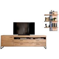 Wohnkombination teilmassiv 2--teilig. Portland Eichefarben - Eichefarben/Schwarz, Design, Holz/Holzwerkstoff (265/183/50cm) - Livetastic