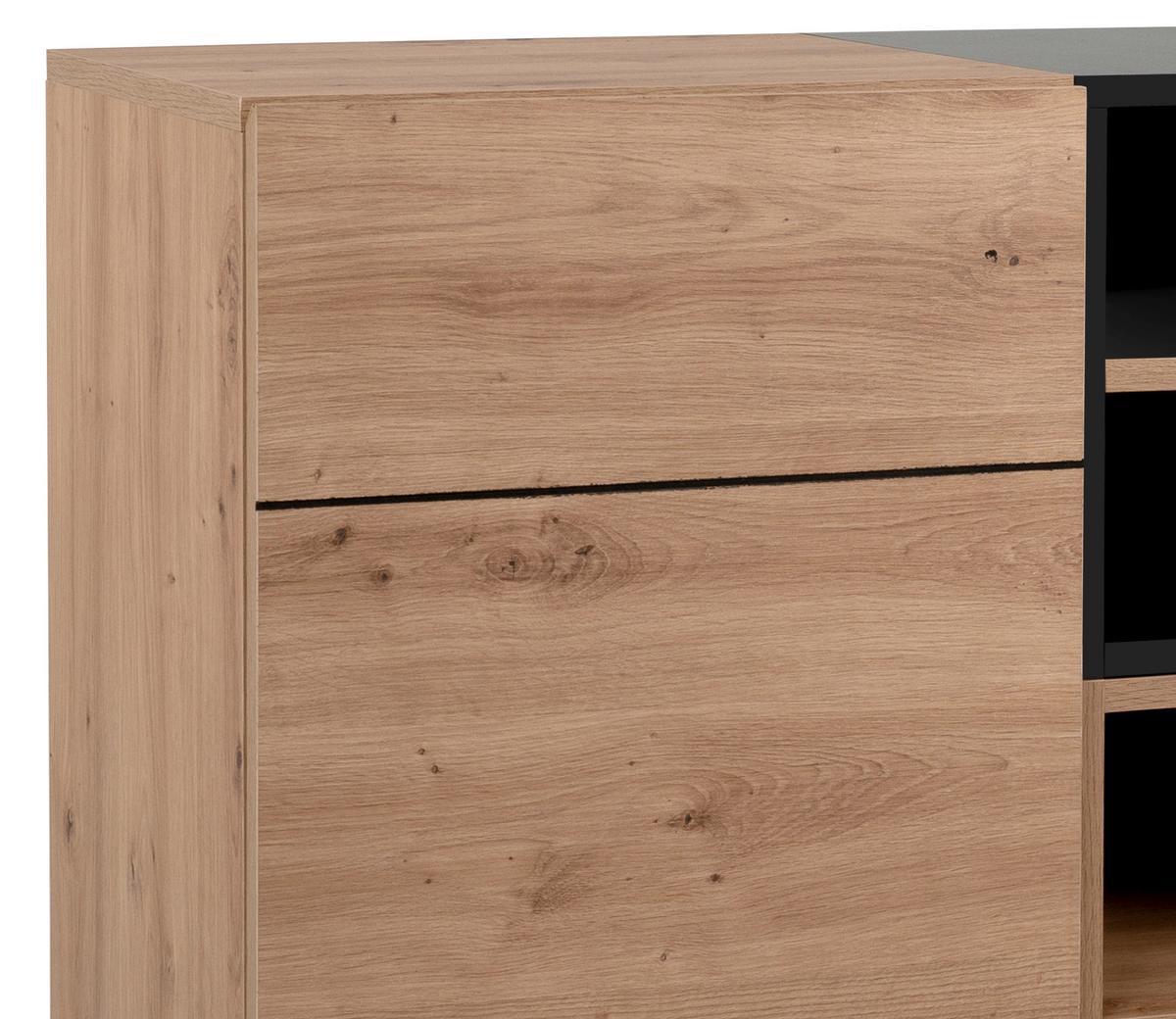 Kommode B 80 Cm Nola, Eiche Dekor/schwarz - Eichefarben/Schwarz, KONVENTIONELL, Holzwerkstoff (80/90/42cm) - MID.YOU