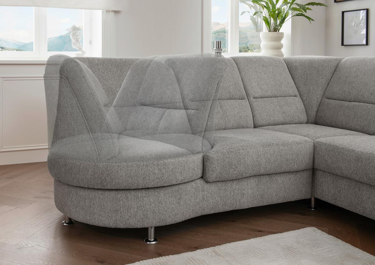 Ecksofa mit Relaxfunktion Parole Silberfarben Chenille - Chromfarben/Silberfarben, MODERN, Textil (236/275cm) - Livetastic