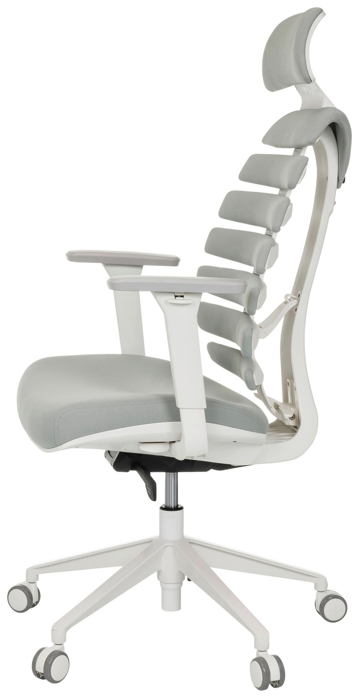 Drehstuhl Ergo Line W Hellgrau B: 67 Cm - Hellgrau/Weiß, MODERN, Kunststoff/Textil (67/116 - 133/65cm) - MID.YOU