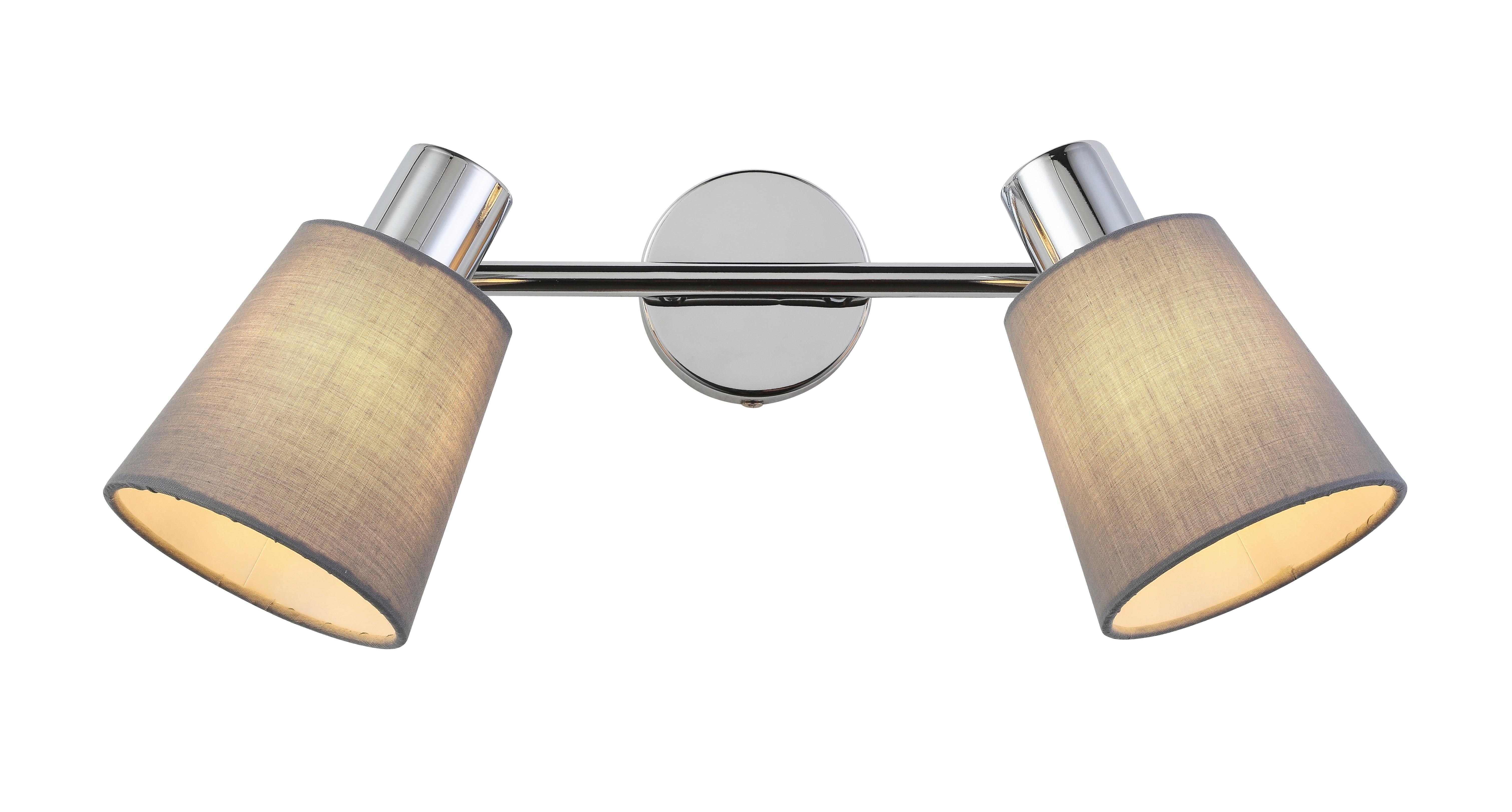 Strahler Jane 2-Flammig verstellbar L: 34,5 cm - Grau, ROMANTIK / LANDHAUS, Textil/Metall (34,5/17/21cm) - James Wood