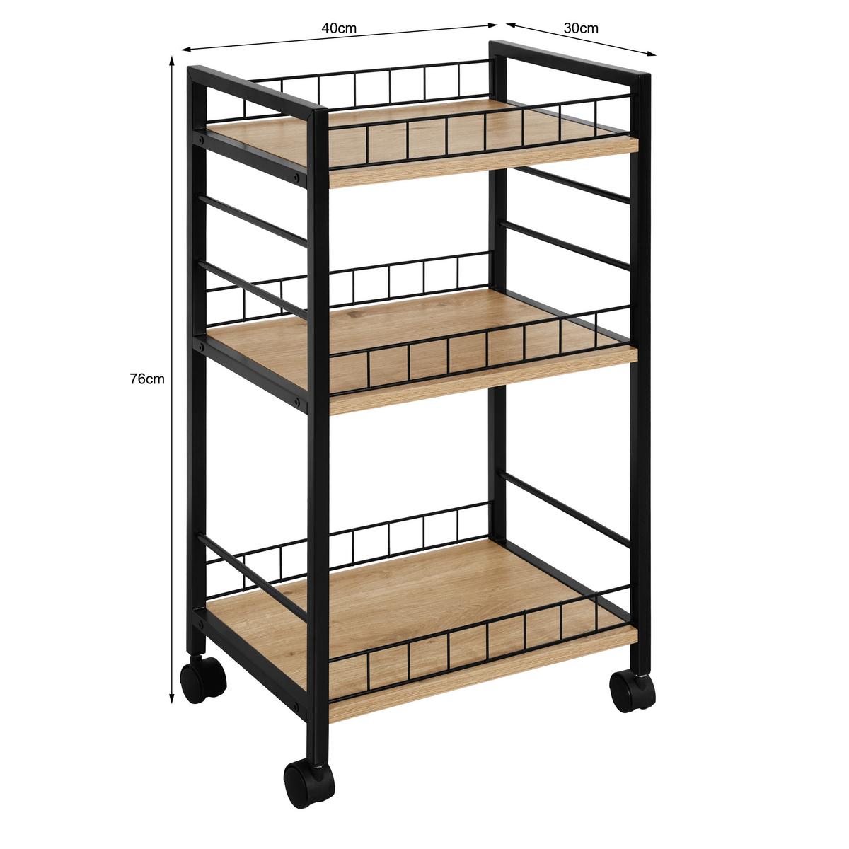 Servierwagen Tromso Schwarz/eiche Artisan B: 40 Cm - Schwarz/Eiche Artisan, Trend, Holzwerkstoff/Kunststoff (40/76/30cm)