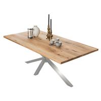 Esstisch Naturfarben /Silberfarben L: 200cm - Silberfarben/Naturfarben, MODERN, Holz/Metall (200/100/76cm) - MID.YOU