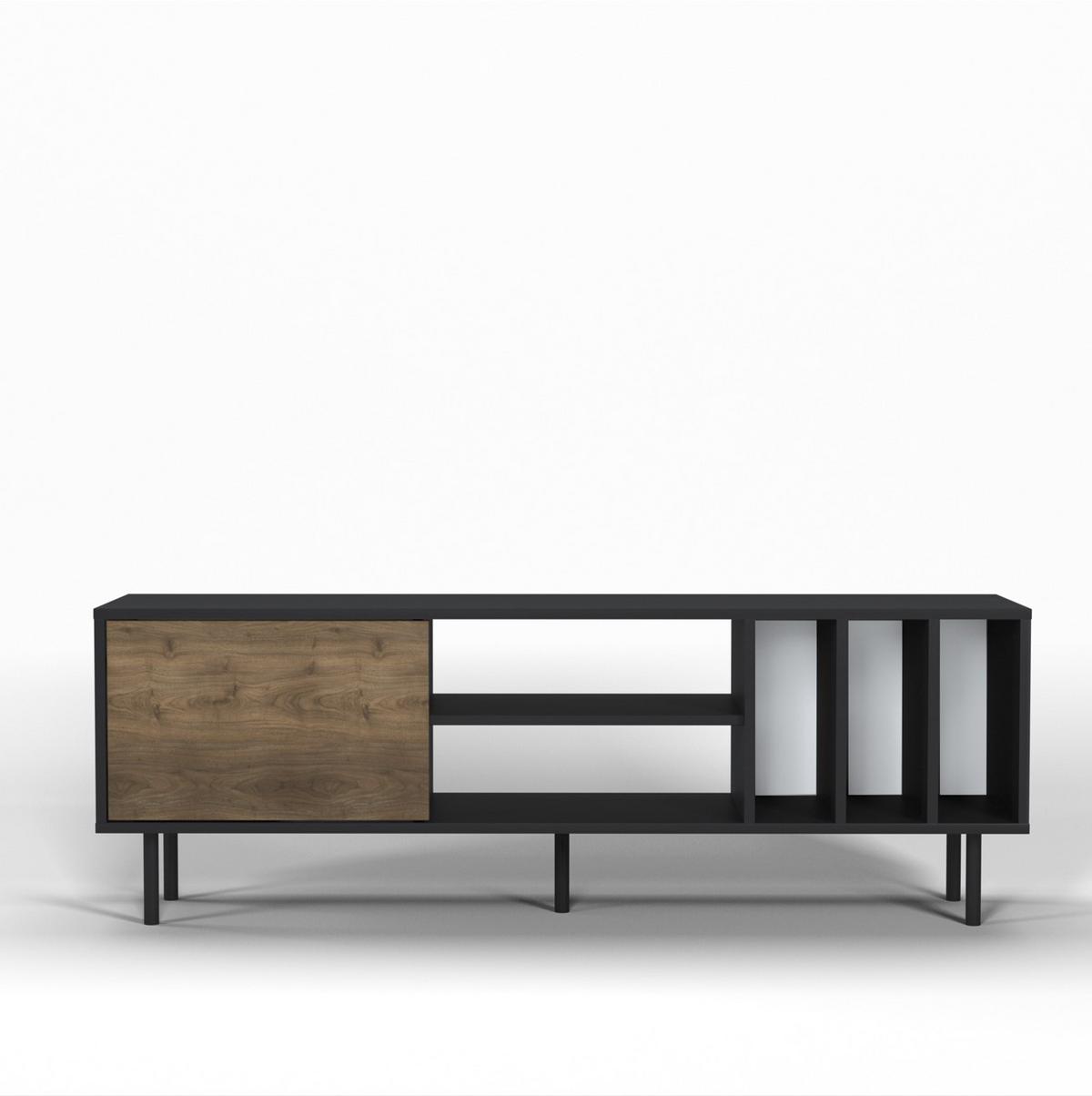 Lowboard Hera TV-Schrank - Walnussfarben/Schwarz, Design, Holzwerkstoff (160/57/35cm) - Livetastic