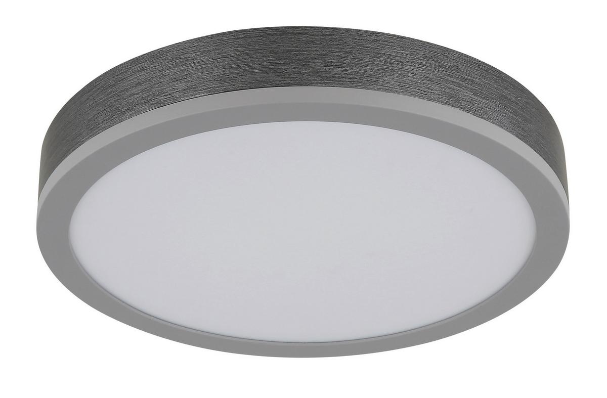 LED-Deckenleuchte Doro D: 30cm Silberfarben Weiß Dunkelgrau - Dunkelgrau/Silberfarben, KONVENTIONELL, Kunststoff/Metall (30/8,5cm) - Globo