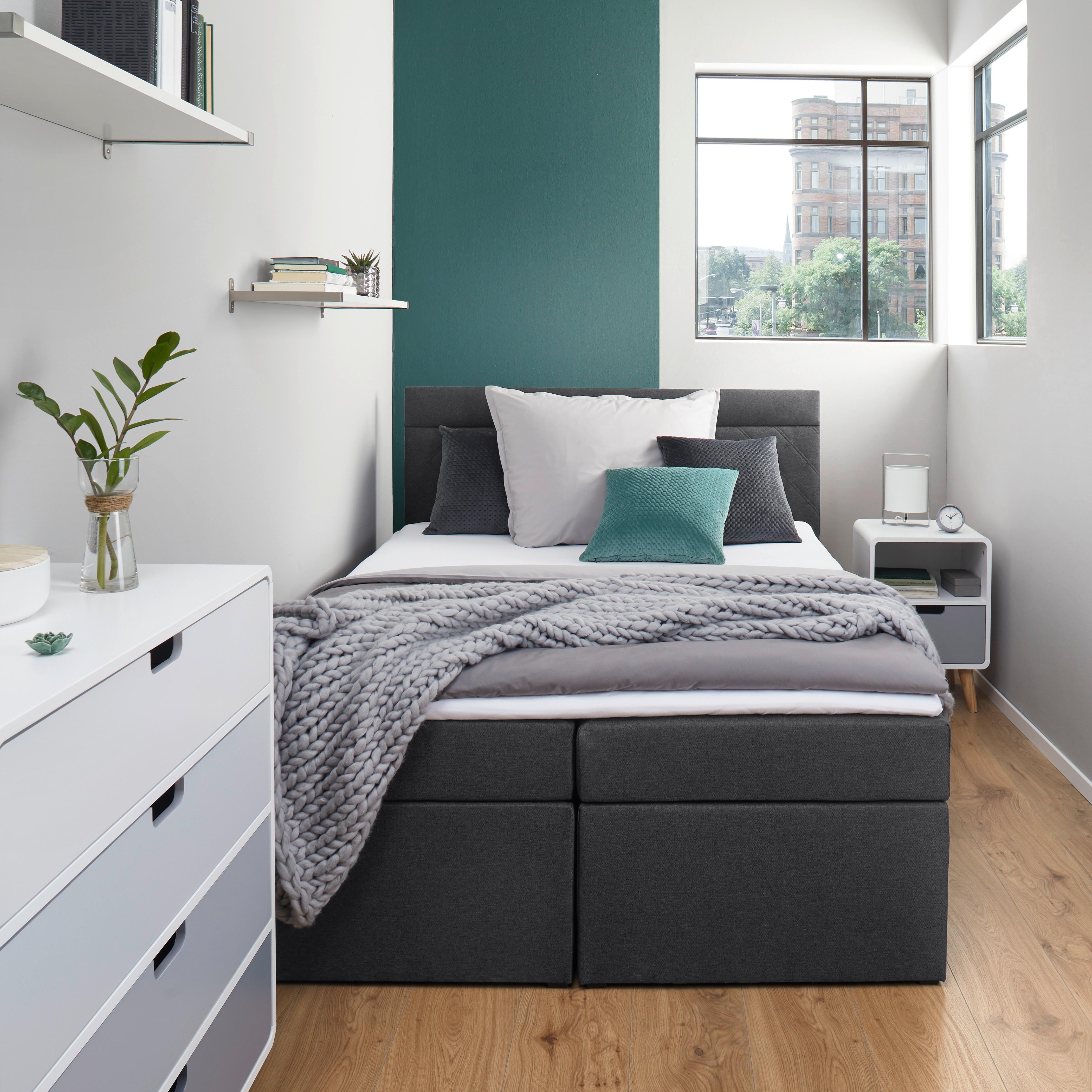 Boxspring postel ROSA, 140x200 cm, antracitová - antracitová/tmavosivá, Modern, drevo/kompozitné drevo (140/200cm) - Bessagi Home