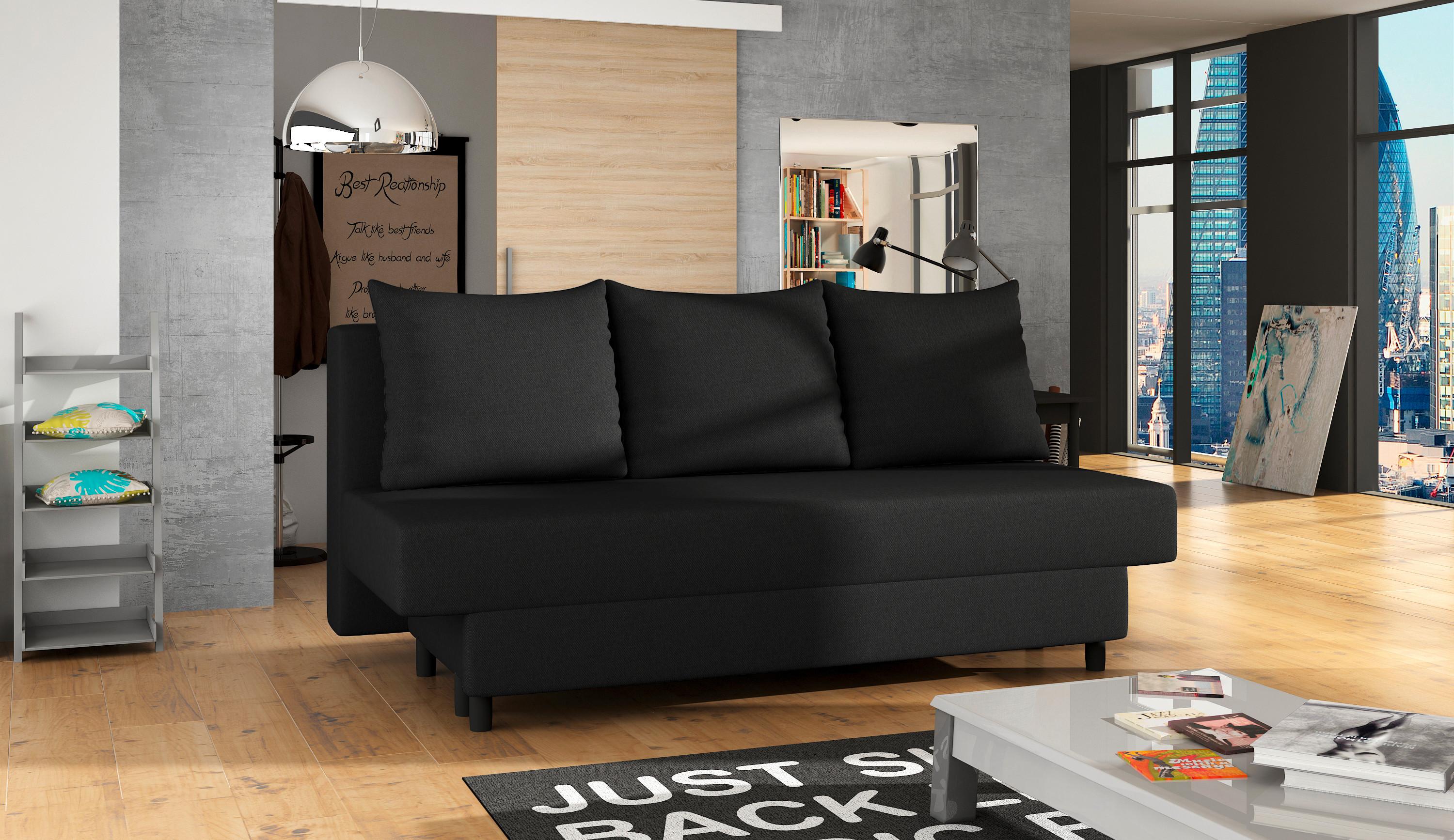 Schlafsofa Amaza Dunkelgrau, B: 190 cm - Anthrazit/Schwarz, Design, Textil (190/83/82cm) - MID.YOU