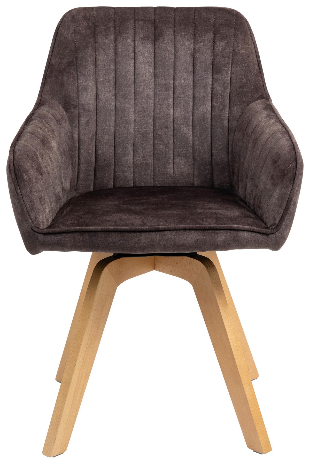 Armlehnstuhl Hanna Dunkelbraun,sitzfl. 180° Drehb - Dunkelbraun/Buchefarben, KONVENTIONELL, Holz/Textil (63/83/63cm) - MID.YOU