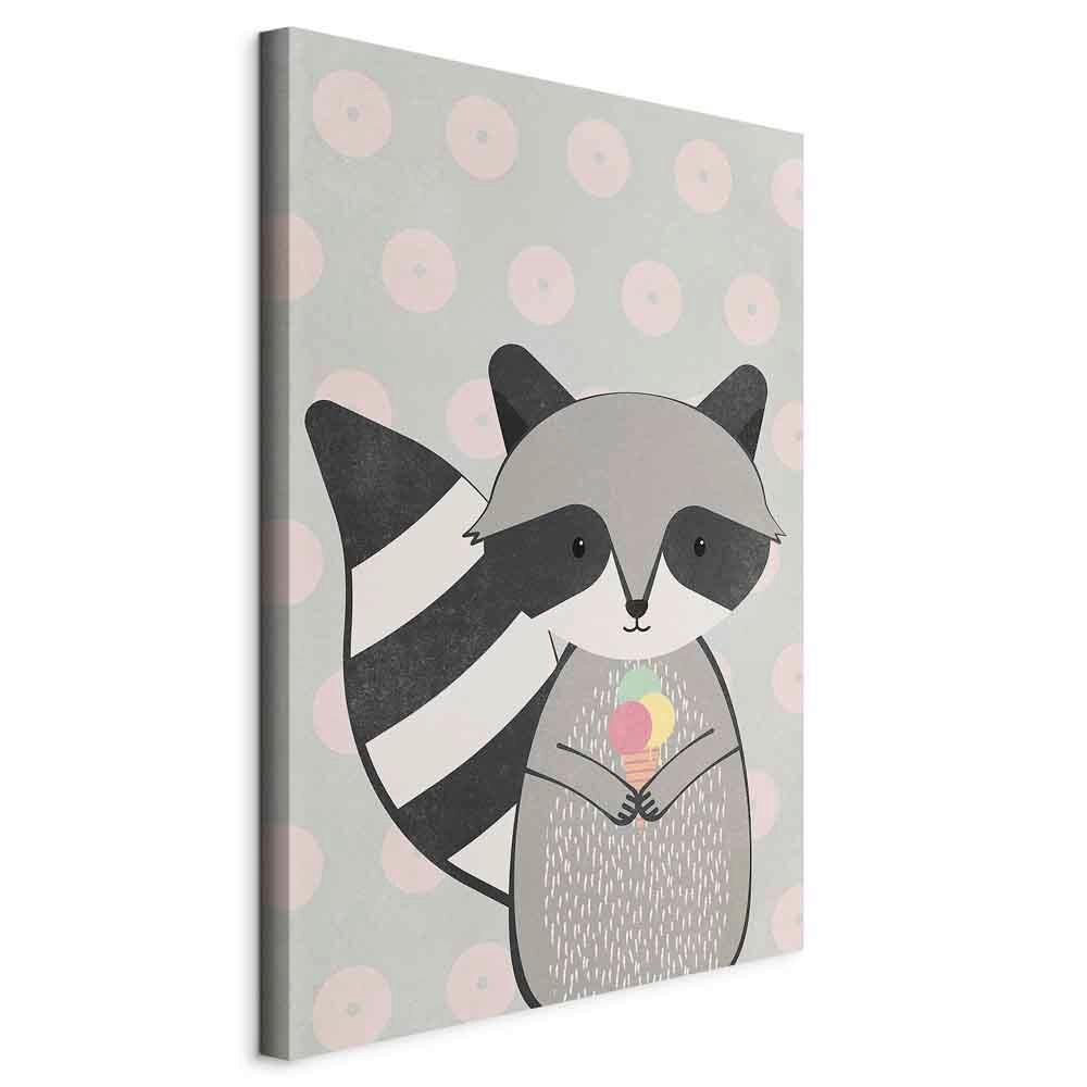 Leinwandbild Glutton Raccoon Grau Weiß B: 80 cm