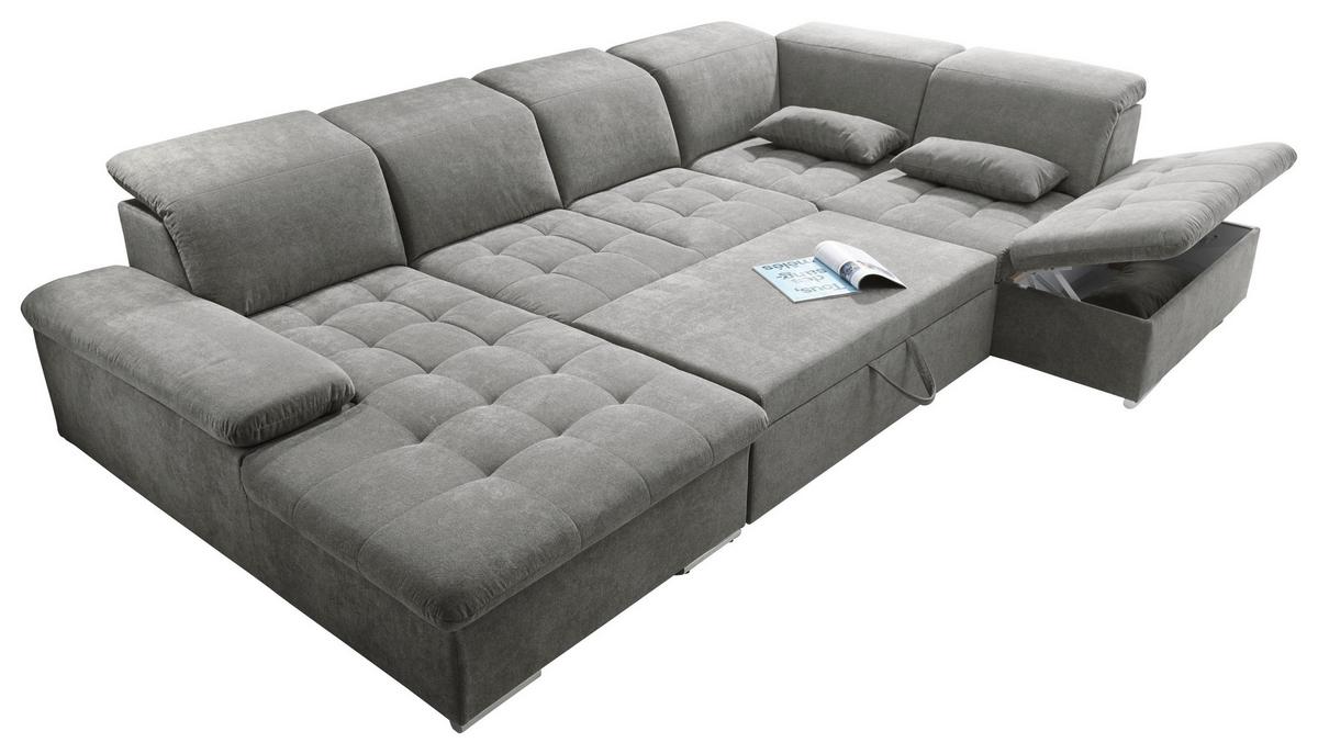 Sedací souprava WAYNE U - barvy stříbra/jílová barva, Konvenční, textil/plast (188/340/240cm) - MID.YOU