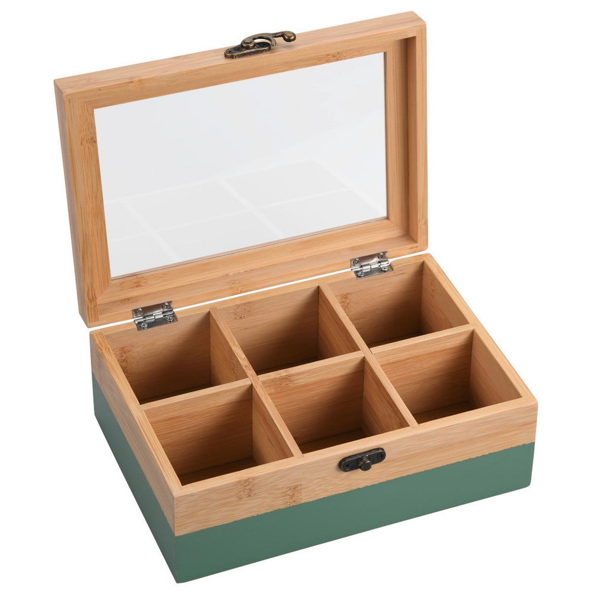Teebox Eiche D., Salbeigrün L: 21,5cm - Eichefarben/Salbeigrün, Basics, Naturmaterialien (21.5/15/8.5cm) - Kesper
