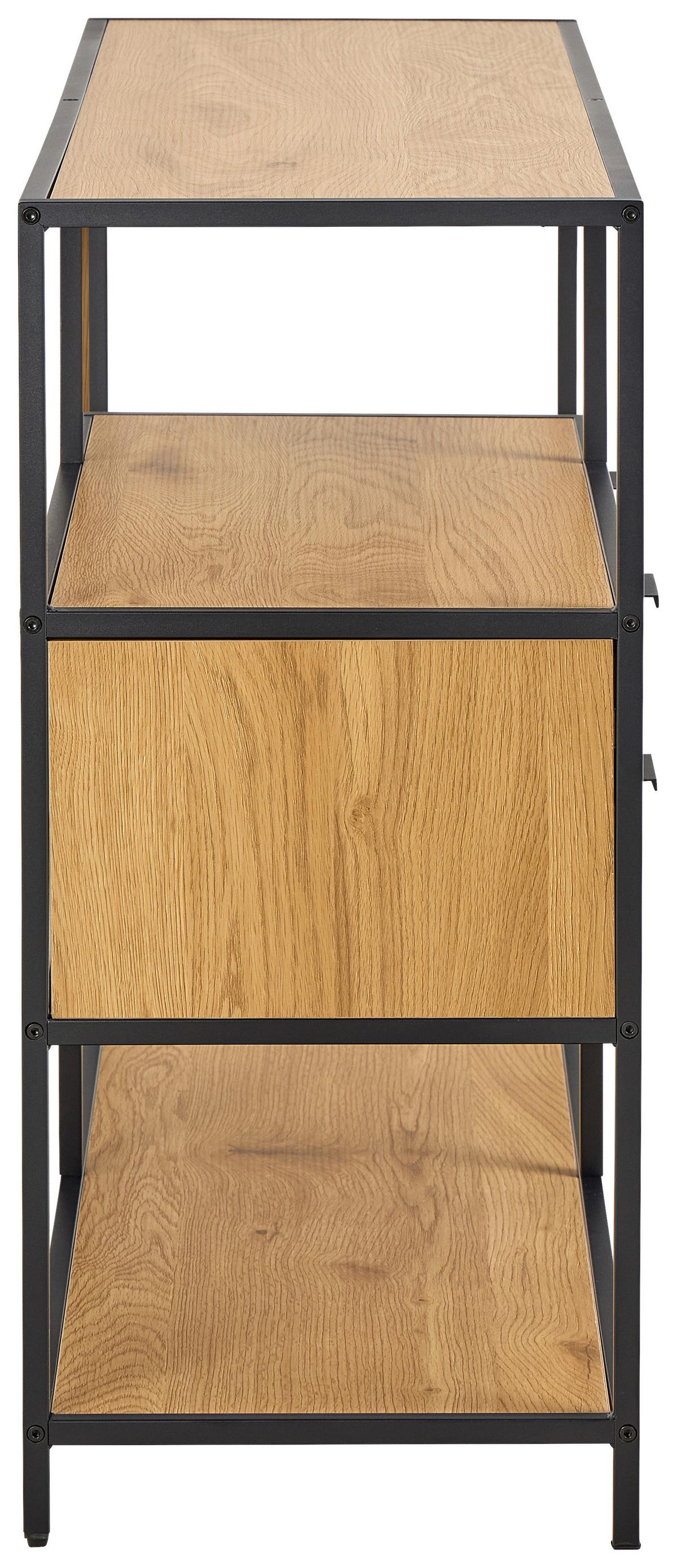 REGÁL SEAFORD - černá/přírodní barvy, Moderní, kov/kompozitní dřevo (77/114/35cm)
