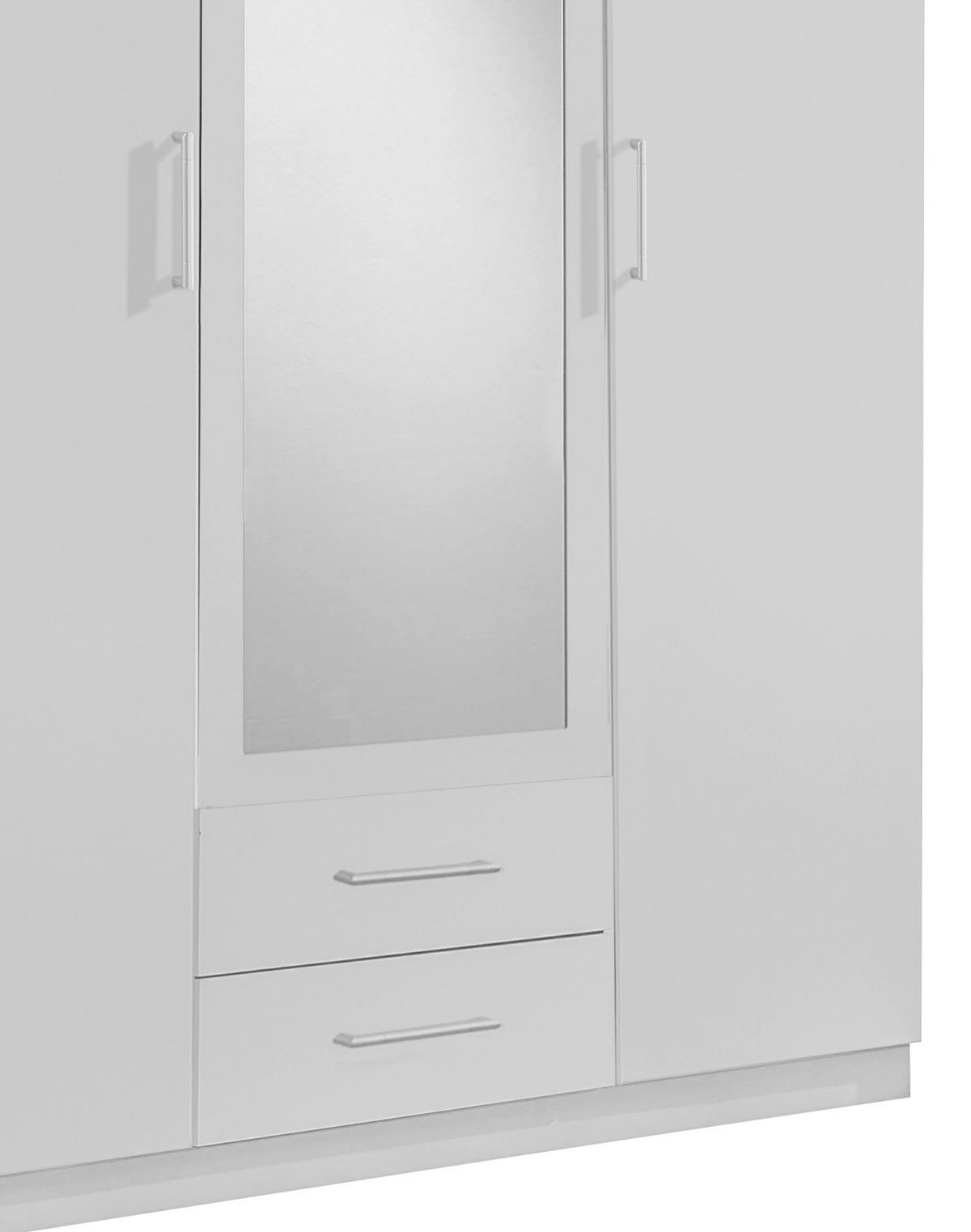 Šatníková skriňa OSAKA šírka 135cm - biela/hliníková, Konventionell, kompozitné drevo/plast (135/199,5/58cm) - MID.YOU
