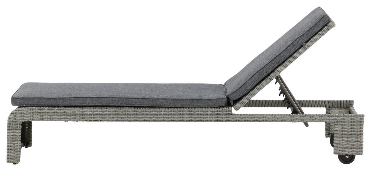 Sonnenliege London Kunststoff verstellbar - Grau, KONVENTIONELL, Kunststoff/Textil (60/32/196cm) - Gardenson