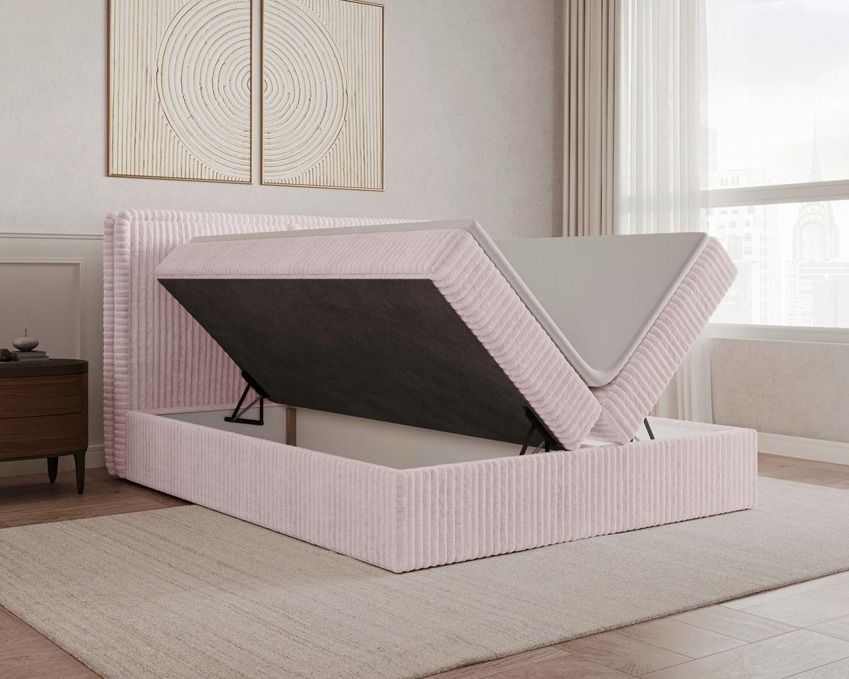 Boxbett Barcelona LF: 180x200 Pink - Pink/Schwarz, MODERN, Holz/Kunststoff (180/200cm) - Livetastic