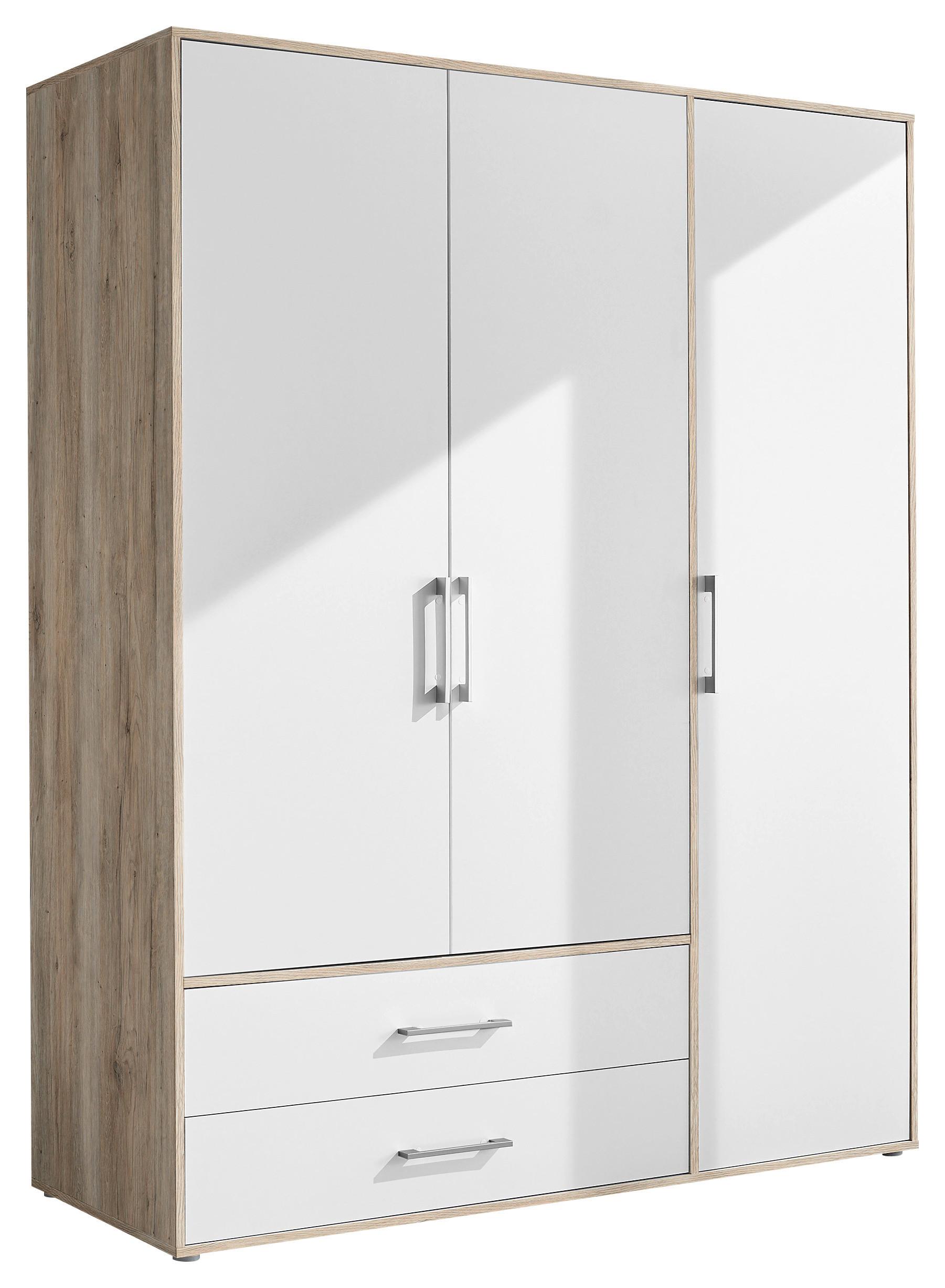 Kleiderschrank Lembo - Weiß/Eiche San Remo, KONVENTIONELL, Holzwerkstoff (155/195/60cm)