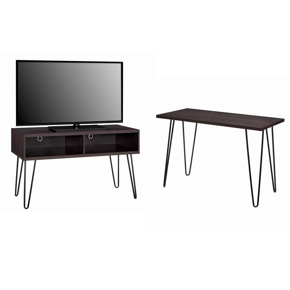 TV-Element Owen Braun B: 107 cm - Schwarz/Braun, Design, Holzwerkstoff/Metall (107/63/50cm) - MID.YOU