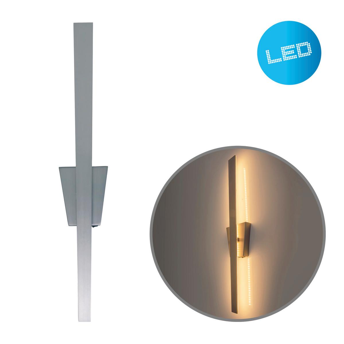 Wandleuchte Trevor - Silberfarben, Basics, Metall (62cm) - Näve