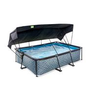 POOL-SET EXIT STONE POOL - Grau, KONVENTIONELL, Kunststoff (220/150/65cm) - EXIT Toys