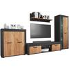 Wohnwand Usilo Anthrazit/Eiche Dekor B: 300cm - Honigeiche/Anthrazit, Design, Glas/Holzwerkstoff (300/159/37cm) - MID.YOU
