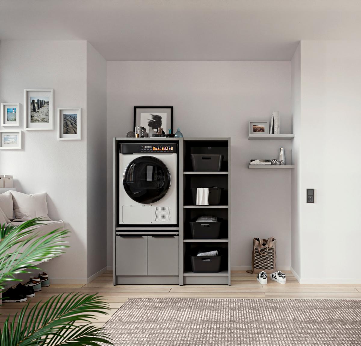 SKŘÍŇKA NAD PRAČKU TIDY HERO - šedá/černá, Basics, kov/kompozitní dřevo (70/150/68cm) - P & B