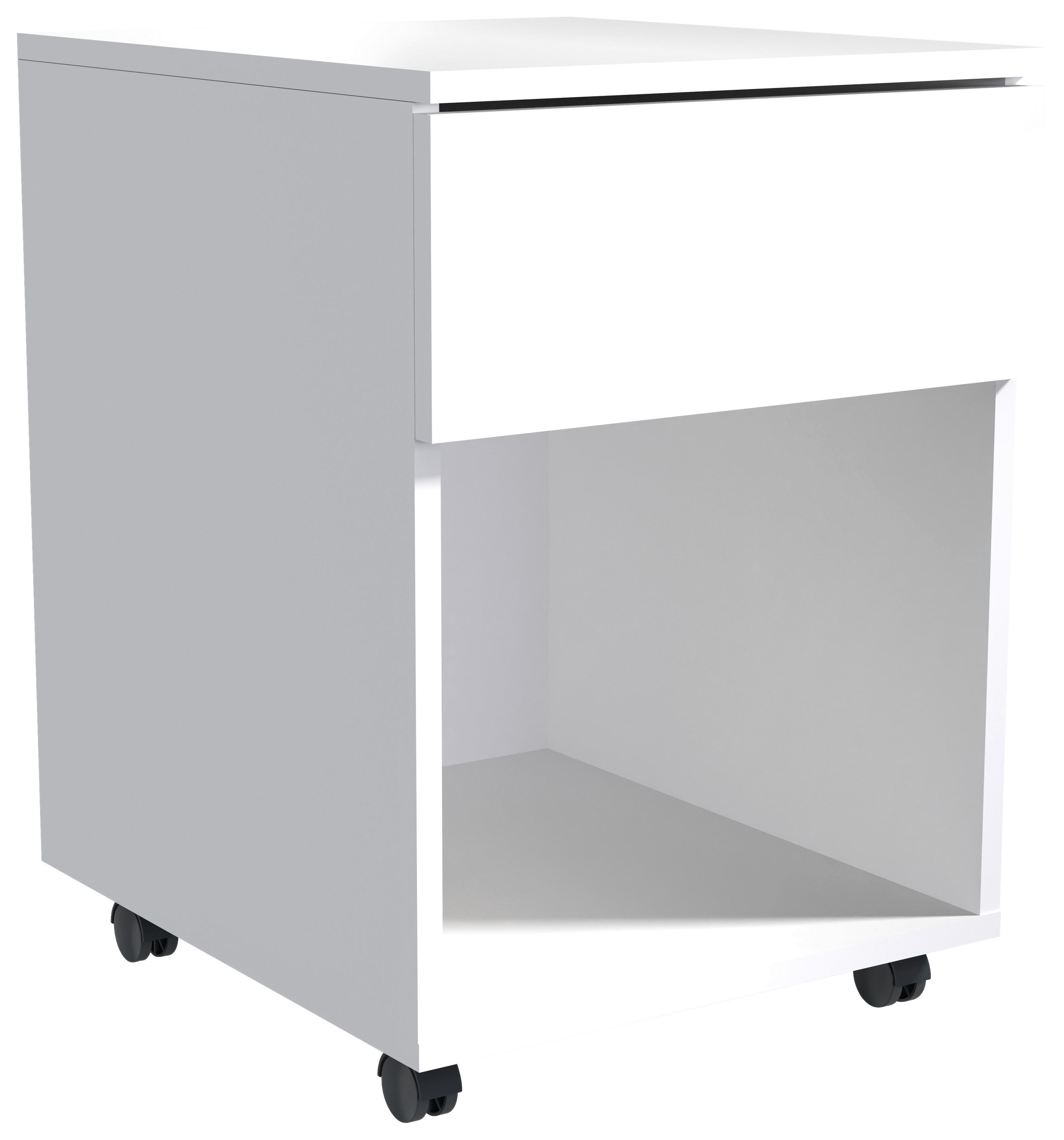 Rollcontainer Weiß Dalrosa 39x55x45 cm - Weiß, MODERN, Holzwerkstoff/Kunststoff (39/55/45cm) - MID.YOU