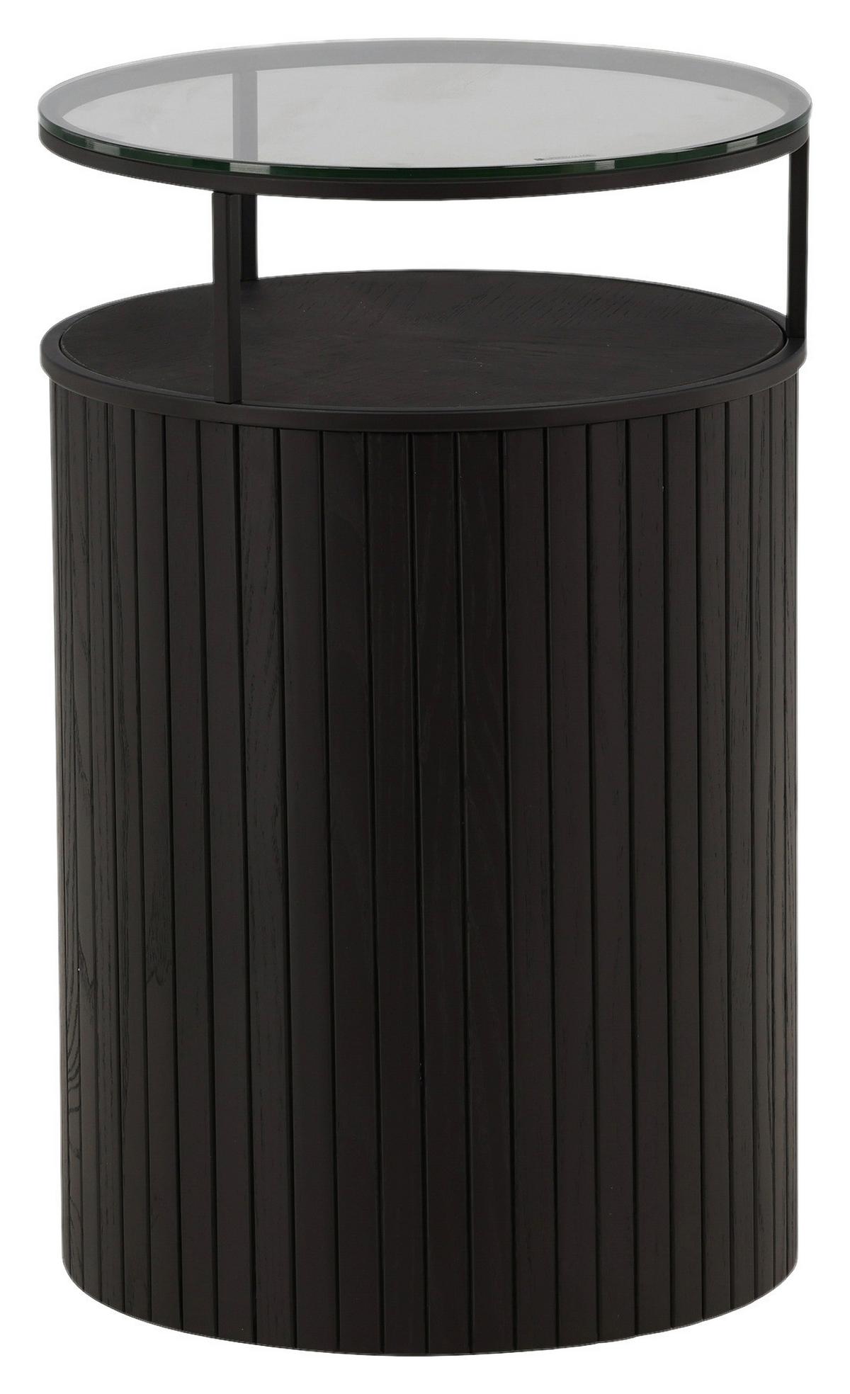 Beistelltisch Bovall - Schwarz, Design, Glas/Holz (37/37/58cm) - Livetastic