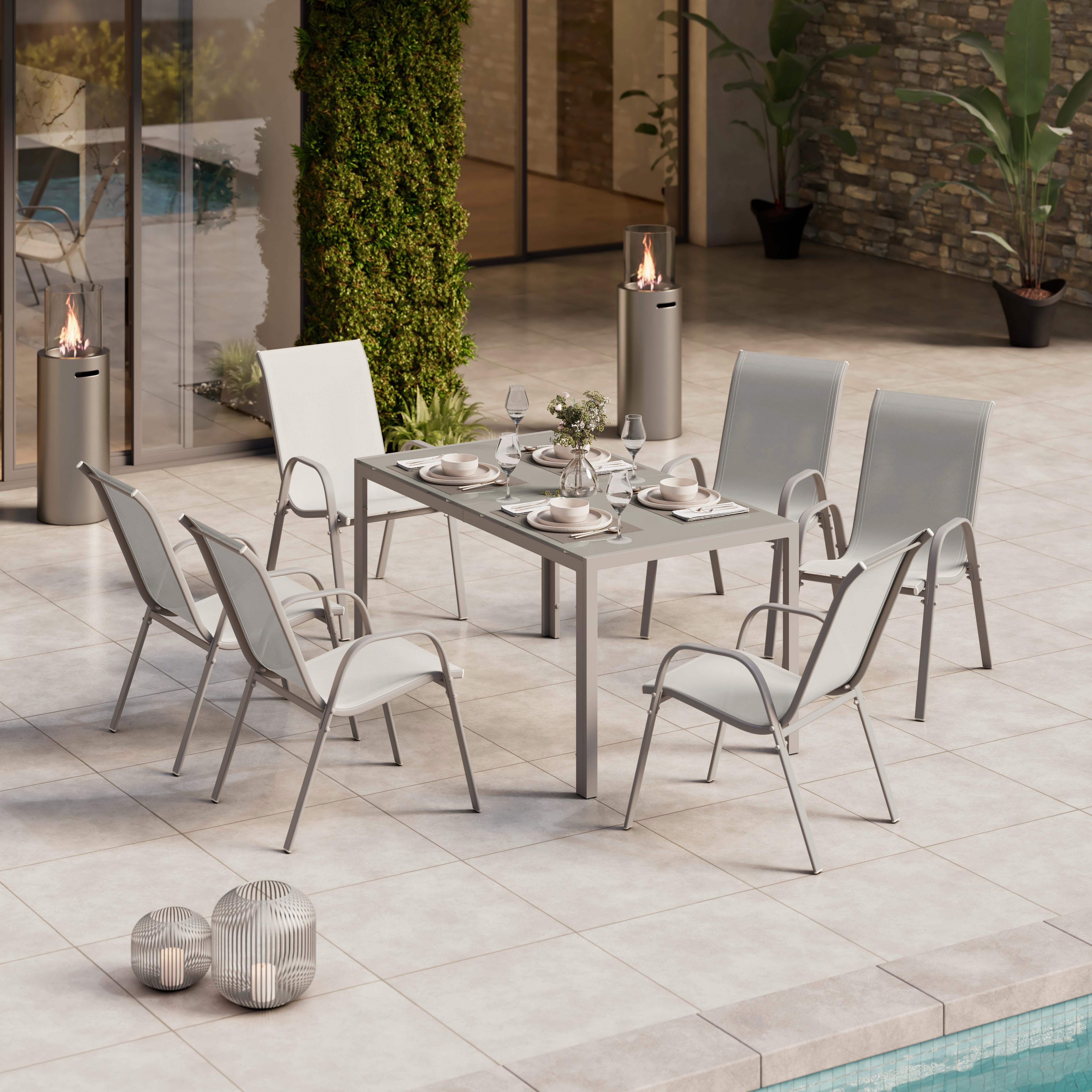 Gartenset Barcelona - Beige, MODERN, Glas/Textil - Beldano