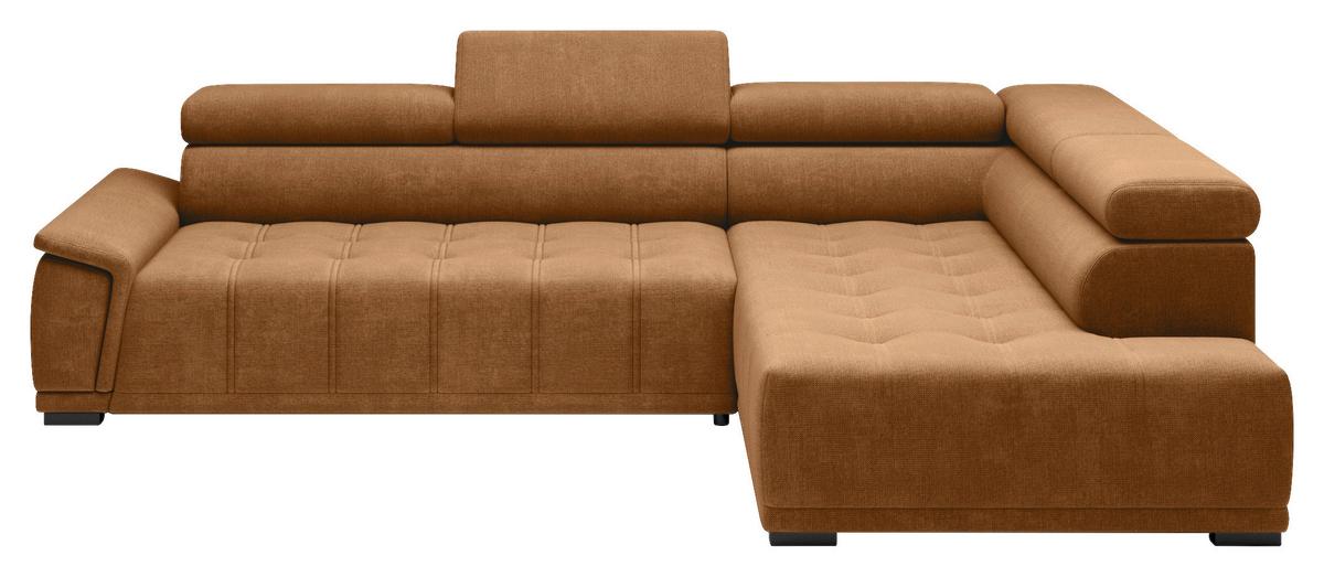 Rohová sedačka GRINALDI, pravá, hrdzavá - čierna/hrdzavá, Modern, textil/plast (283/106cm) - Premium Living