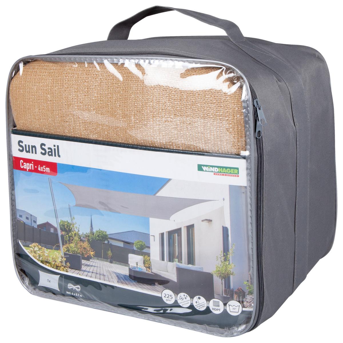 Sonnensegel Rechteck 4x5 m - Beige, Basics (400/500cm)