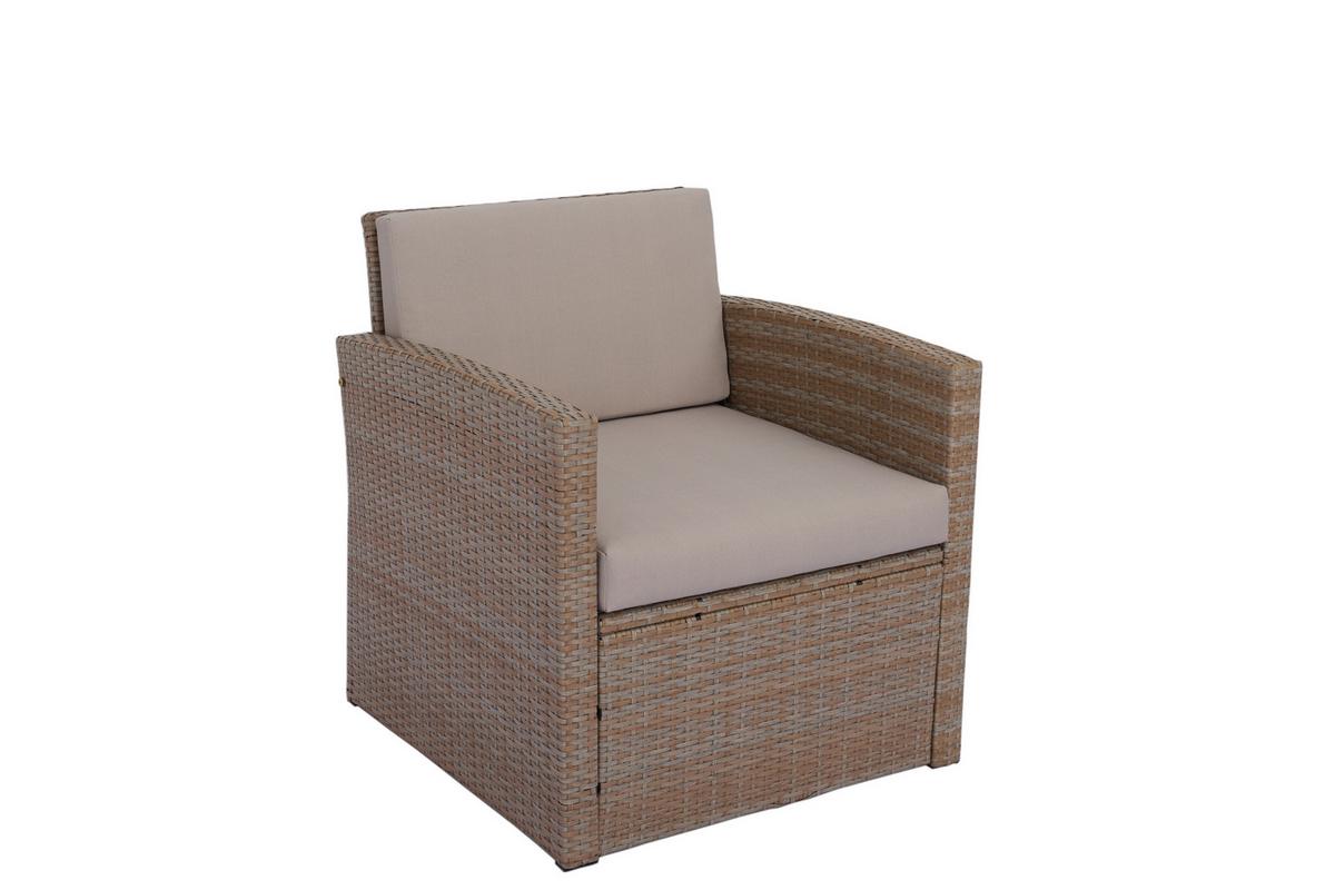 TERASOVÁ SEDACIA SÚPRAVA SELINE - hnedá/svetlohnedá, Natur, kov/textil (130/76,5/71,5cm) - Mömax
