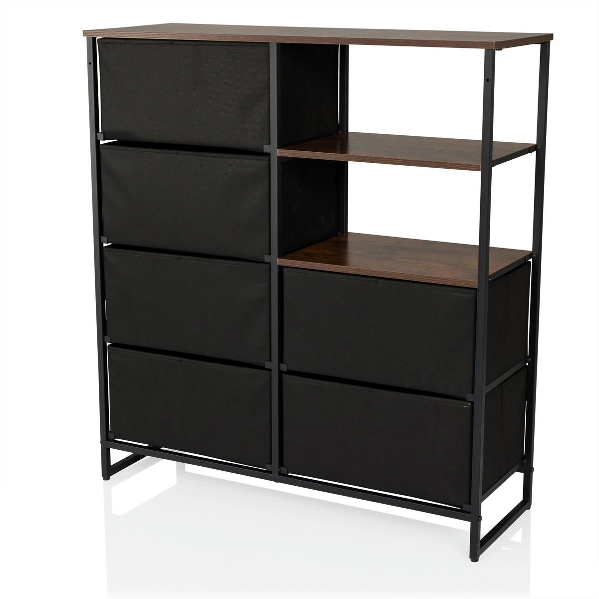 Kommode Ragala Eichefarben B: 84 Cm - Eichefarben/Schwarz, MODERN, Holzwerkstoff/Textil (84/92/30cm) - MID.YOU