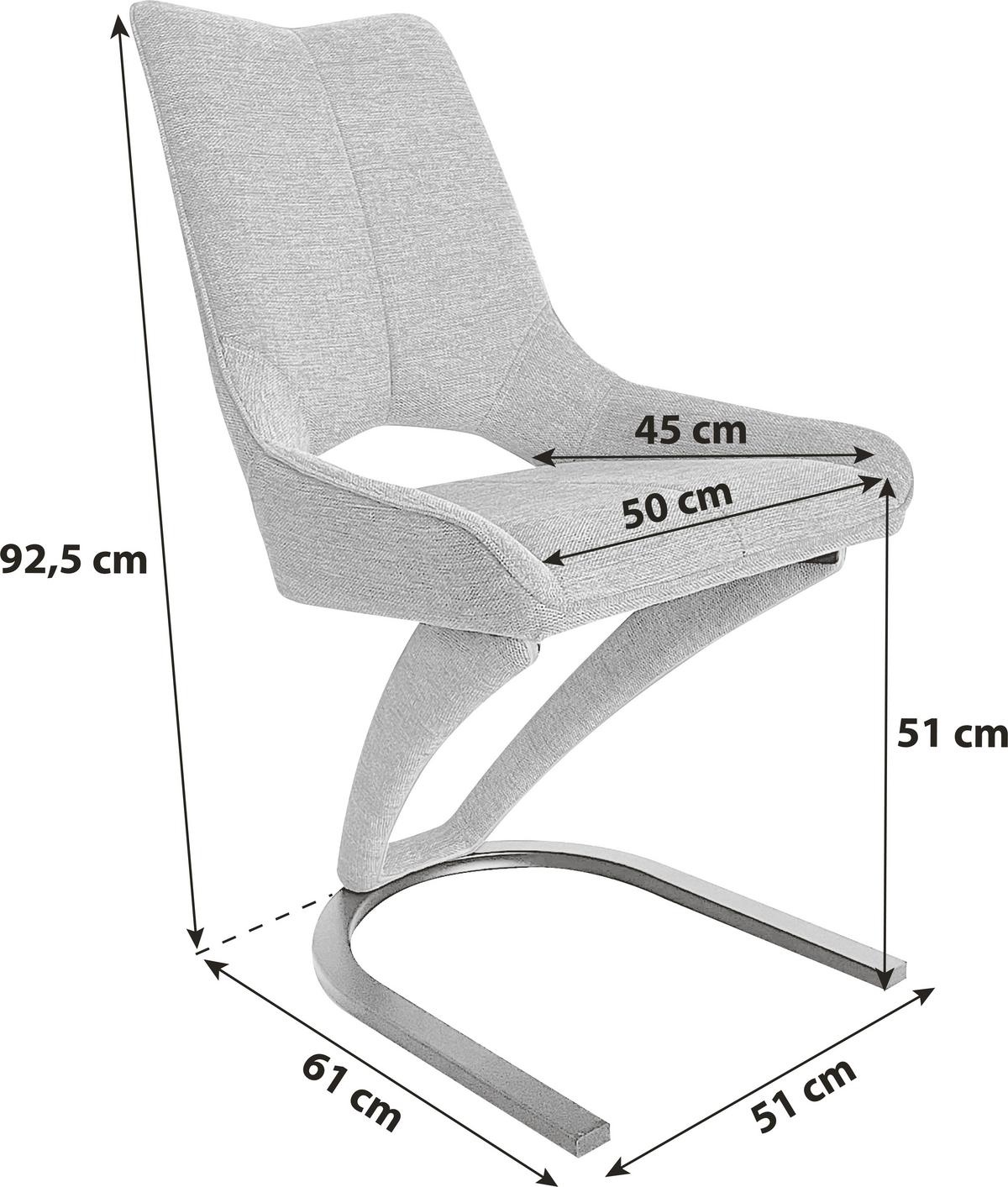 Schwingstuhl Sebastiano Grau Gepolstert - Schwarz/Grau, MODERN, Textil/Metall (51/92,5/61cm)