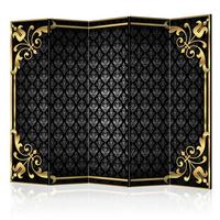 PARAVENT Schwarz Goldfarben B: 225 cm - Goldfarben/Schwarz, Basics, Holz/Textil (225/172/3cm) - artgeist