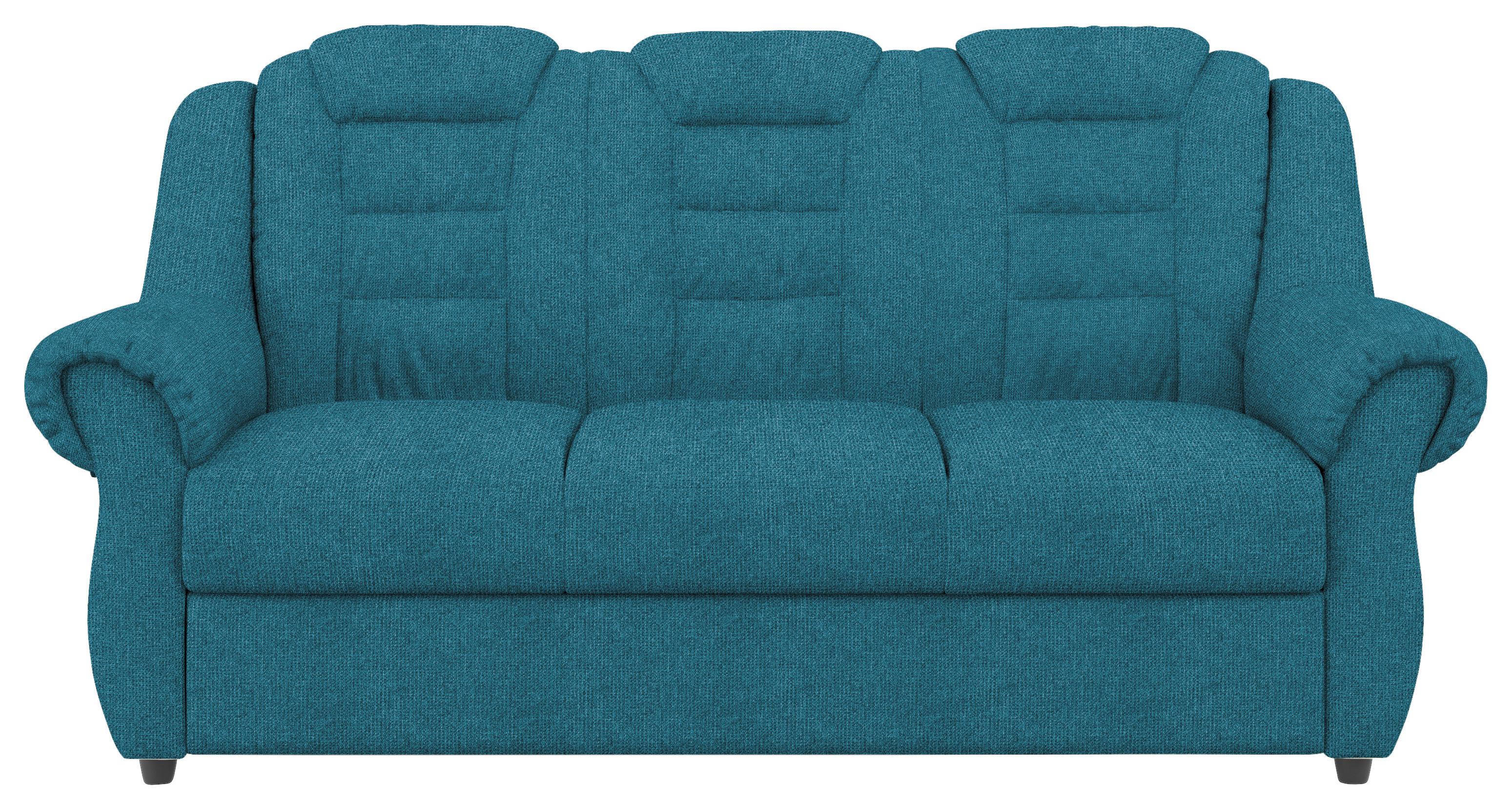 3-Sitzer-Sofa Boston Blau Chenille - Blau/Schwarz, KONVENTIONELL, Textil (196/102/101cm) - Livetastic