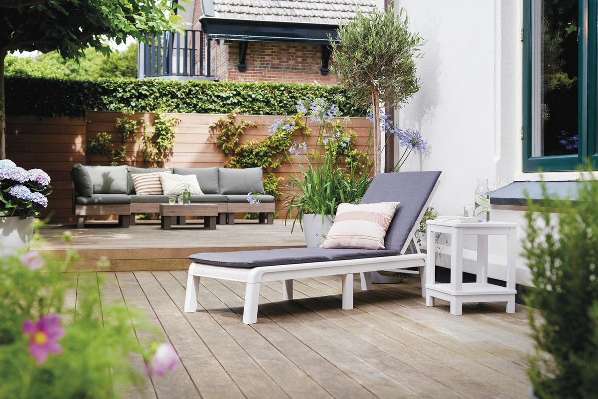 OPALOVACÍ LEHÁTKO MALLORCA - bílá/světle šedá, Design, textil/plast (187,50/58/29cm) - Ambia Garden