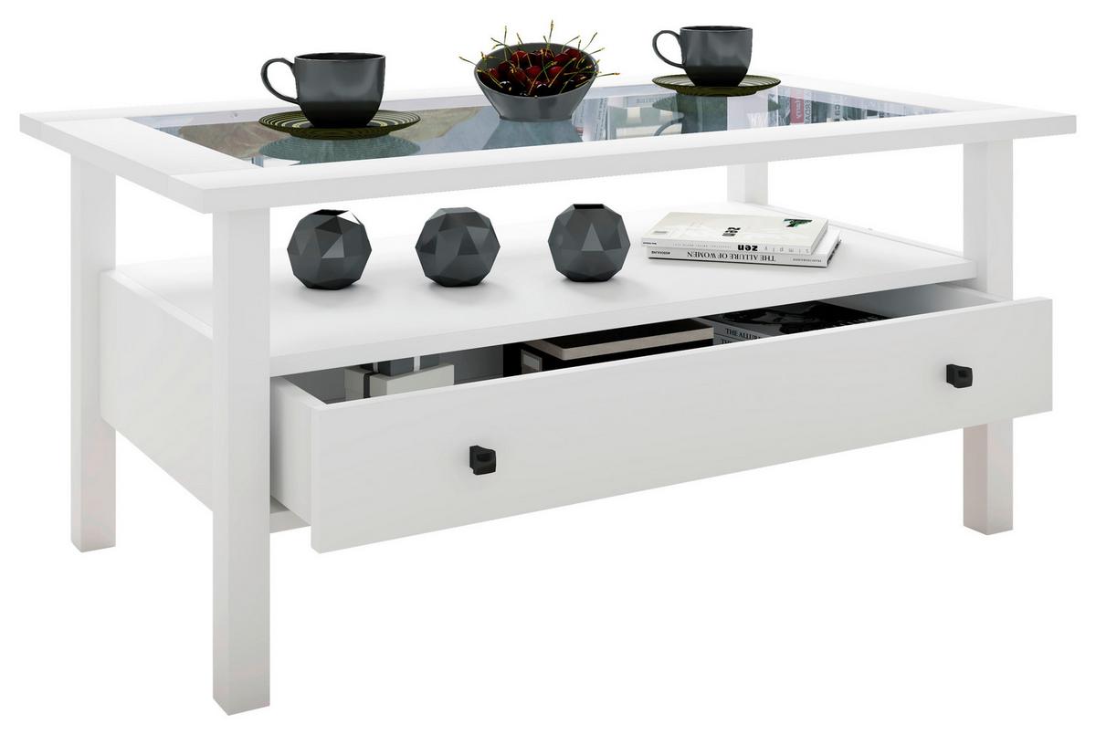 COUCHTISCH Lingis Weiß L: 90 cm - Weiß, LIFESTYLE, Glas/Holzwerkstoff (90/54/42cm) - MID.YOU
