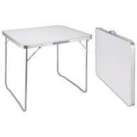 Campingtisch Klappbar 80x60 Cm Mit Tragegriff - Silberfarben/Weiß, Basics, Holzwerkstoff/Metall (80/69/60cm)
