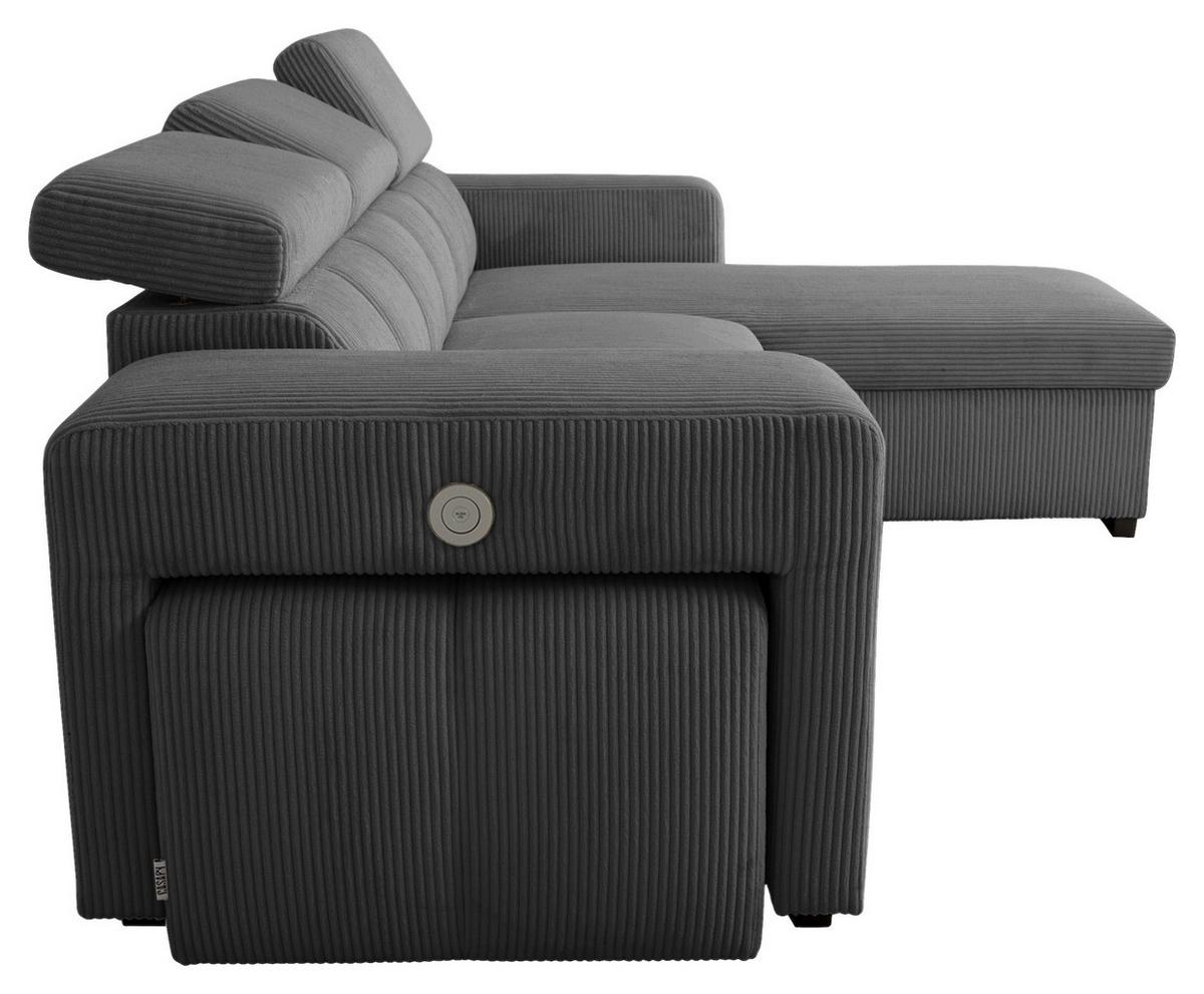 Schlafsofa Sirius M anthrazit, 251x165cm - Anthrazit, KONVENTIONELL, Holz/Holzwerkstoff (251/165cm)