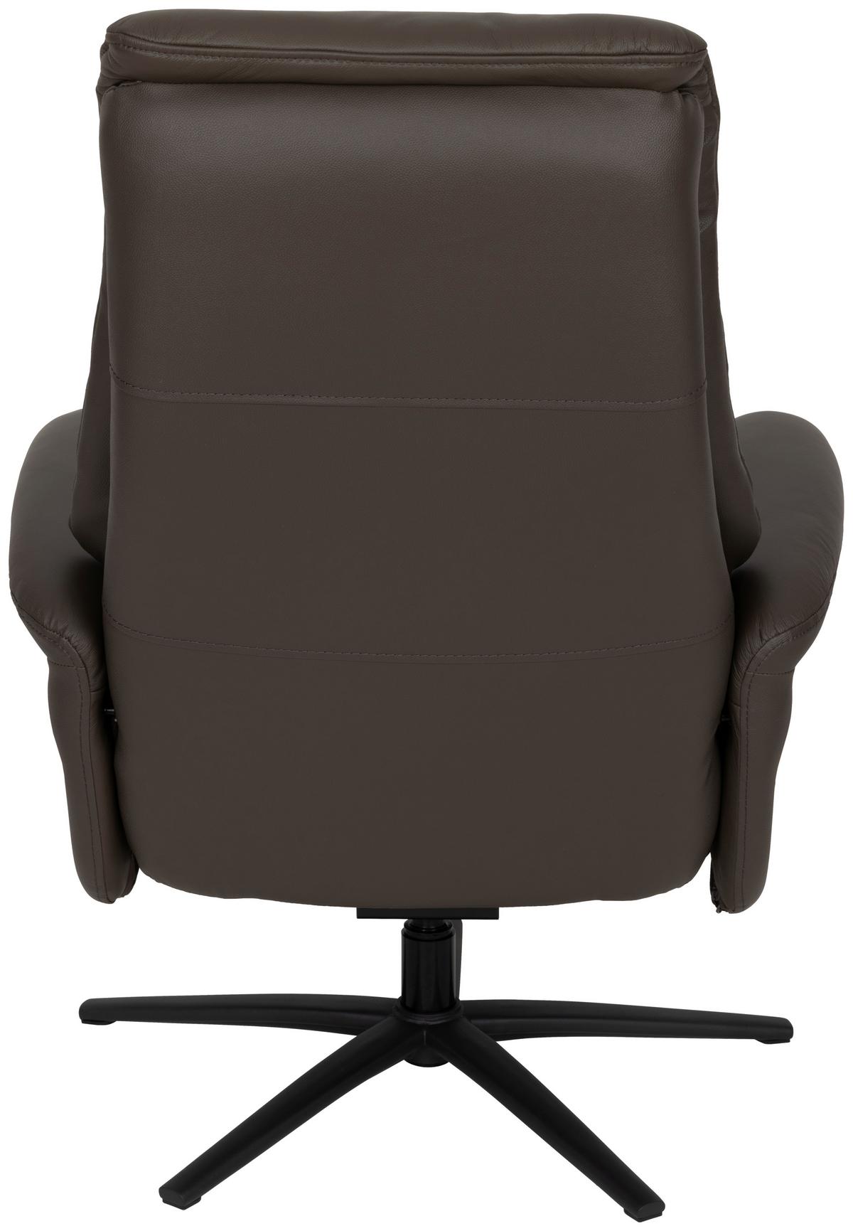 Relaxsesselset Repose Braun B: 76 Cm - Schwarz/Braun, Design, Leder/Textil (76/107/79cm) - Livetastic