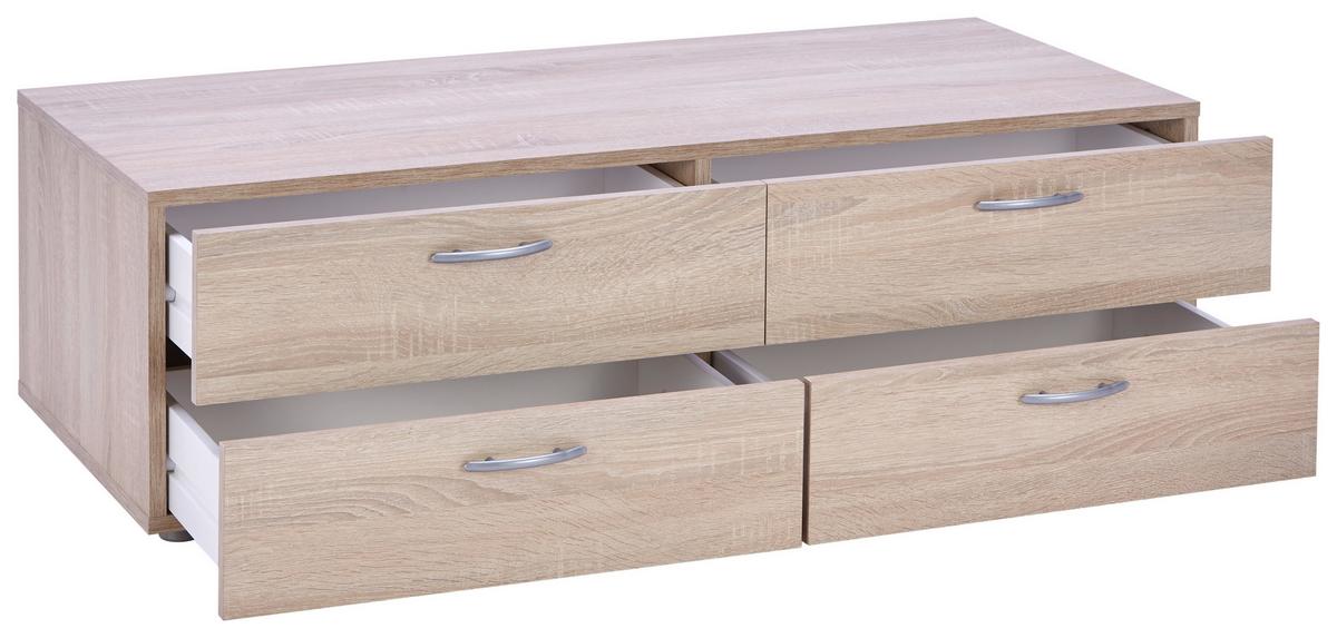 Schubladenboxe Basic Sonoma Eiche Dekor 4 Laden - Sonoma Eiche, KONVENTIONELL, Holzwerkstoff (110,7/35/51,9cm)