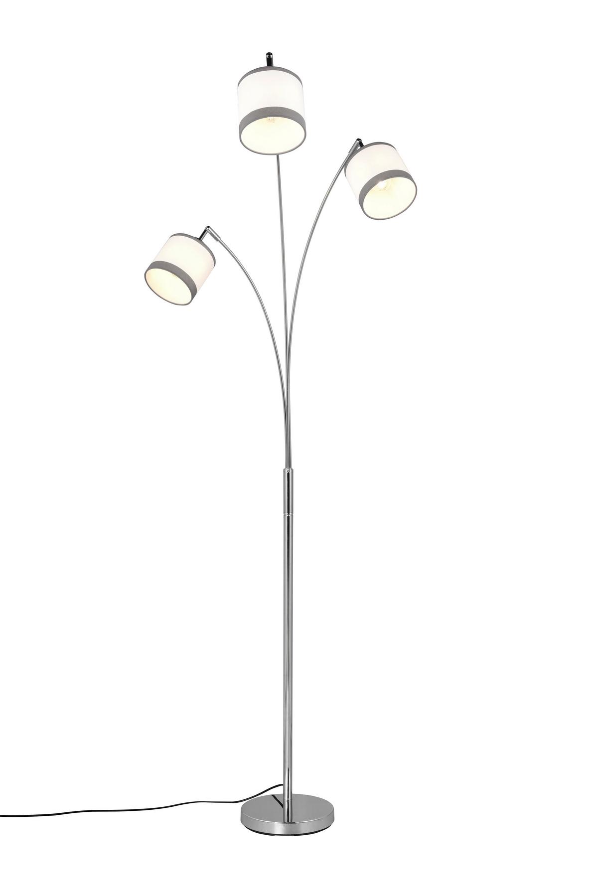 Stehleuchte R41553006 Davos - Chromfarben/Weiß, Basics, Textil/Metall (12/185cm)