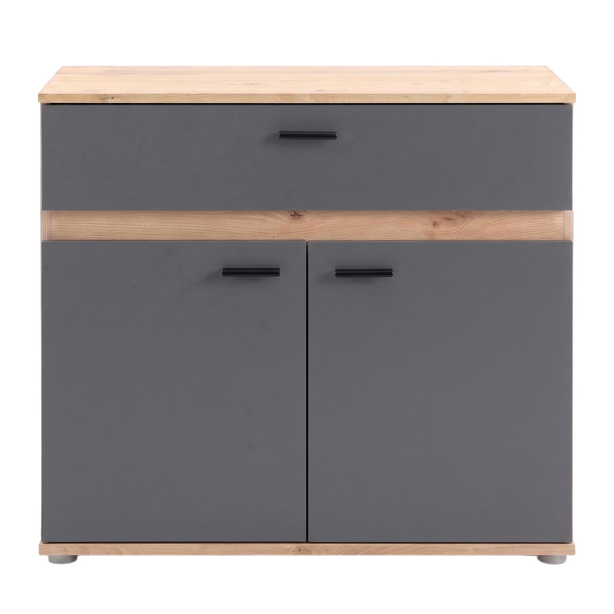 Kommode Carmen 2 Anthrazit/Eichefa. B: 80,2 cm - Eichefarben/Anthrazit, Trend, Holzwerkstoff (80,2/80/35cm) - Based