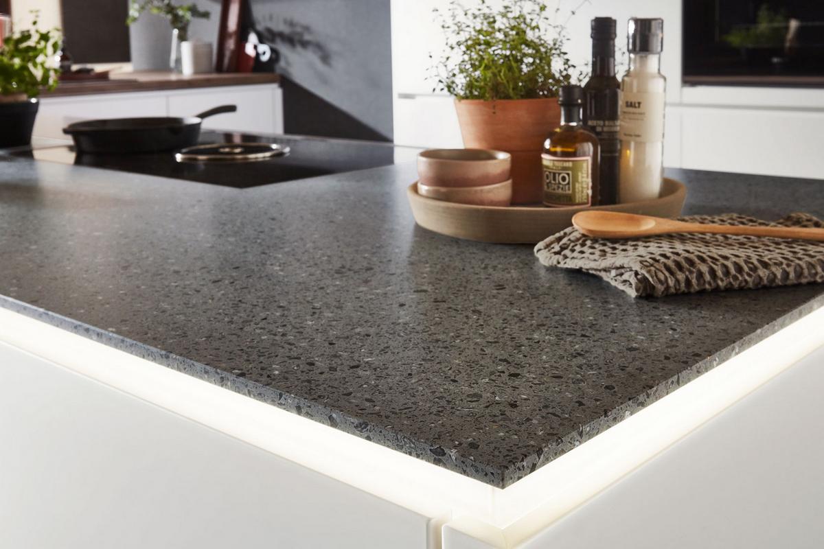 Einbauküche Fontana Frei Planbar Modern, Grifflos - Eichefarben/Anthrazit, MODERN, Holzwerkstoff - Vertico