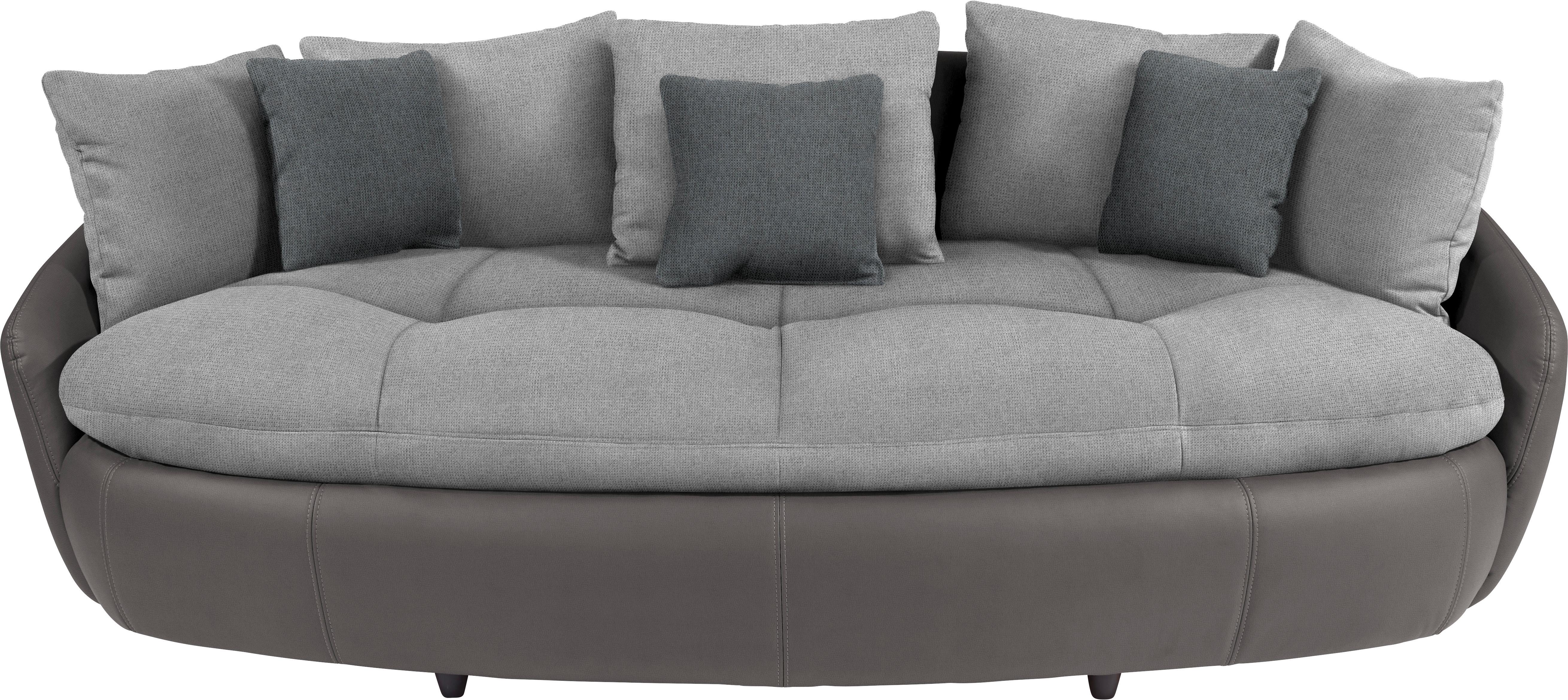 Megasofa mit Kissen Aruba, Mikrofaser/Lederlook - Hellgrau/Schwarz, LIFESTYLE, Textil (238/80/140cm)
